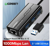 Ugreen 2 в 1 USB HUB 3.0 + сетевой адаптер USB 3.0 Gigabit Ethernet LAN RJ45 (20265)