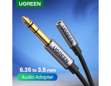Перехідник 3.5 на 6.3 мм UGREEN 1/4" 1/8" TRS Hi-Fi (UG-20498)