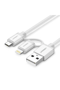 Кабель Ugreen 2 в 1 Micro USB Lightning 50 см