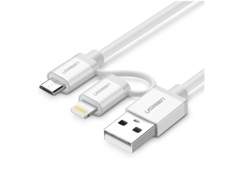 Кабель Ugreen 2 в 1 Micro USB Lightning 50 см