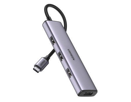 Хаб для ноутбука Ugreen USB-C 4 x USB 3.0 Hub алюміній (UG-20841)