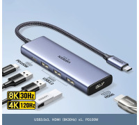USB хаб USB-C HDMI 2.1 Ugreen 5-в-1 8k 30hz 4k 120hz PD 3.0 USB 3.0 (UG-CM500)