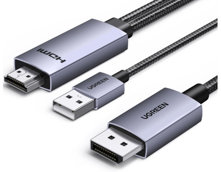 Кабель HDMI DisplayPort 1.2 DP Ugreen 4k 60hz 2k 120hz 1080P 144hz (UG-HD169)