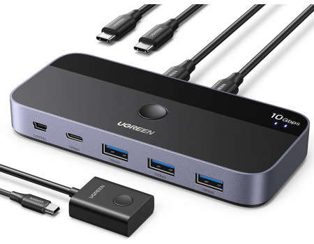 USB Перемикач на 2 комп'ютери Switch USB 3.2 10 Гбіт/с Ugreen Хаб (UG-25164)