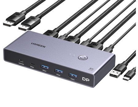 Перемикач DisplayPort 1.4 для 2 ПК DP Switch 8k 60z 4k 240hz 2k 240hz 165hz 144hz Ugreen (UG-25962)