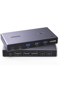 Перемикач 2 ноутбуки 2 монітори Ugreen Type-C HDMI DisplayPort 4k 60hz USB 3.0 PD100W (UG-45487)