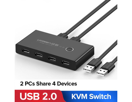 USB хаб свитч комутатор для 2 комп'ютерів Ugreen USB 2.0 (UG-30767)