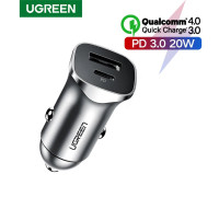Quick Charge 4.0 автомобильная зарядка Ugreen 2 USB 20W PD (UG-30780)