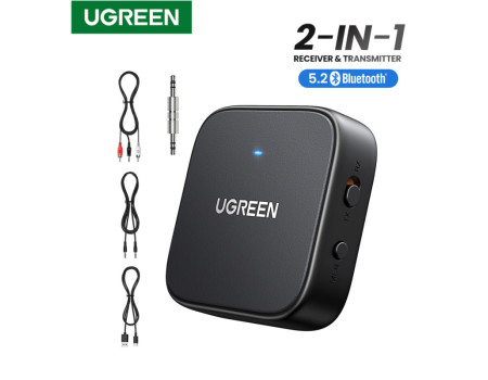Блютуз адаптер 5.2 Ugreen 2 в 1 3.5 мм AUX приемник передатчик ресивер