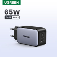 Зарядний пристрій Type-C 3 порти Ugreen 65W GaN QC 4.0 PD 3.0 PPS (UG-35529)
