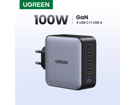 Зарядное устройство 100W GaN Ugreen 5 портов USB QC4.0 PD3.0 (UG-35536)