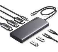 UGREEN Revodok 8 в 1 Type-C хаб для 1-2-3 мониторов HDMI DisplayPort 4k 60hz 10 Гбит/с (UG-35625)