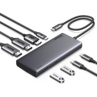 UGREEN Revodok 8 в 1 Type-C хаб для 1-2-3 мониторов HDMI DisplayPort 4k 60hz 10 Гбит/с (UG-35625)