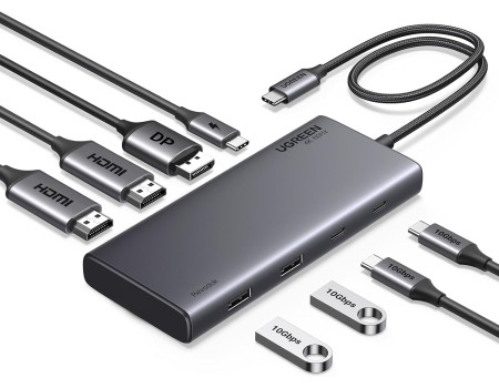 UGREEN Revodok 8 в 1 Type-C хаб для 1-2-3 моніторів HDMI DisplayPort 4k 60hz 10 Гбіт/с (UG-35625)