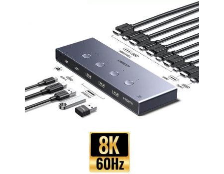 Перемикач на 4 комп'ютери до 1 монітора Switch HDMI 2.1 Ugreen 8k 60hz USB 3.0 (UG-35986)