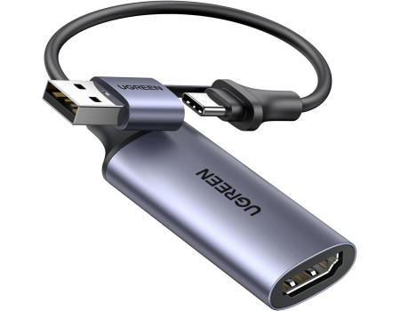 Карта відеозахвату UGREEN 4k 30hz HDMI to USB-A/USB-C Full HD 1080p 30hz (UG-40189)