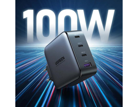 Быстрое зарядное устройство Ugreen GaN X 100W 3 Type-C+USB-A PD 3.0 QC4.0 (UG-40747)