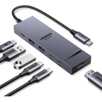 USB Hub USB-C Ugreen 6-в-1 10 Gbps HDMI 4k 60hz PD 100W для MacBook iPad Asus (UG-45363)