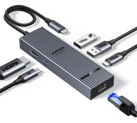 UGREEN Type-C хаб Revodok Pro 6-в-1 USB 3.2 10 Гбит/с 4K 60 Гц HDMI PD100W RJ45 (UG-45364)