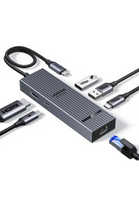 UGREEN Type-C хаб Revodok Pro 6-в-1 USB 3.2 10 Гбит/с 4K 60 Гц HDMI PD100W RJ45 (UG-45364)