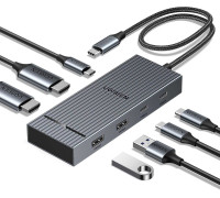 Хаб для подключения двух мониторов UGREEN 7 в 1 Revodok Pro HDMI 4K 60hz 10 Гбит/с PD (UG-45365)