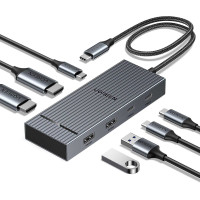Хаб для підключення двох моніторів UGREEN 7 до 1 Revodok Pro HDMI 4K 60hz 10 Гбіт/с PD (UG-45365)