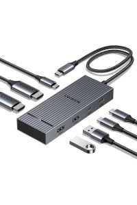 Хаб для підключення двох моніторів UGREEN 7 до 1 Revodok Pro HDMI 4K 60hz 10 Гбіт/с PD (UG-45365)