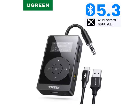 Передавач + приймач 2-в-1 Ugreen Airplane Bluetooth 5.3 aptX Adaptive aptX HD 3.5мм Aux (UG-45492)