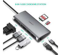 Хаб UGREEN Type-C 8-в-1 3 * USB 3.0 VGA PD 60W Gigabit Ethernet SD/TF (UG-50539)