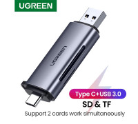 Картридер USB 3.0 2 в 1 SD MicroSD 2 TB OTG USB-C USB-A Ugreen (UG-50706)