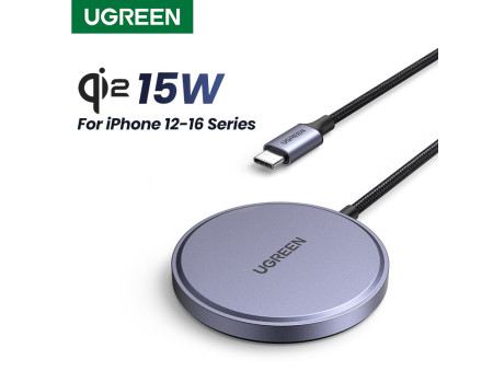 Беспроводная зарядка Apple MagSafe UGREEN MagFlow Qi2 15W для iPhone 16 /15/14/13/12 (UG-55206)