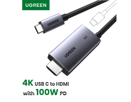 Кабель UGREEN Type-C HDMI Thunderbolt 4k 60hz 2k 120hz 1080P 240hz PD 100W 2 м (UG-55330)