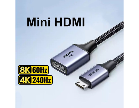 Перехідник Mini HDMI - HDMI 2.1 8k 60hz 4k 240hz 165hz 144hz 120hz Ugreen (UG-HD181)
