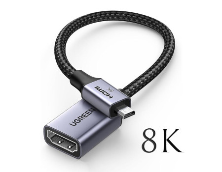 Переходник Micro HDMI - HDMI 2.1 8k 60hz 4k 240hz 180hz 144hz Ugreen (UG-HD182)