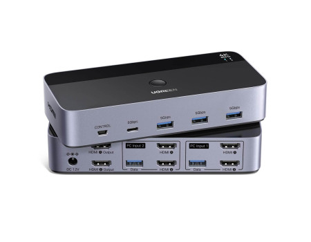HDMI-перемикач для 2 моніторів 2 комп'ютери 4k 60hz USB 3.0 Ugreen (UG-55455)