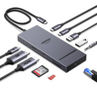 Хаб UGREEN Revodock Pro для 2 моніторів 11-в-1 4k 120hz DP+HDMI 10 Гбіт/с PD 100W RJ45 3.5 мм (UG-55766)