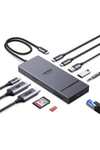 Хаб UGREEN Revodock Pro для 2 моніторів 11-в-1 4k 120hz DP+HDMI 10 Гбіт/с PD 100W RJ45 3.5 мм (UG-55766)