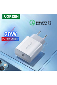 Мережевий зарядний пристрій Ugreen USB TYPE-C 20w QC 4.0 PD 3.0 White (UG-60450)