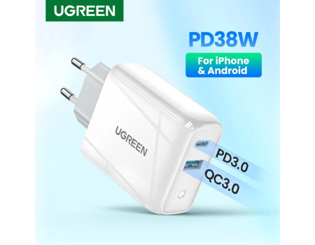 Зарядка для телефона USB-C Type-A 38W PD3.0 Quick Charge 4.0 (UG-60468)