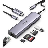 Хаб для Макбука M4 7-в-1 Ugreen USB-C RJ45 4K 60Hz HDMI PD 100W (UG-CM512)