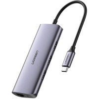 UGREEN USB-C хаб 3 x USB 3.0 Gigabit Ethernet RJ45 для MacBook алюминий (UG-60718)