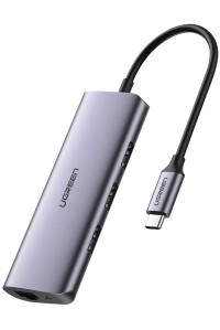 UGREEN USB-C хаб 3 x USB 3.0 Gigabit Ethernet RJ45 для MacBook алюміній (UG-60718)