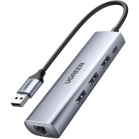 UGREEN USB 3.0 хаб + Gigabit Ethernet адаптер 1000 Мбит/с RJ45 LAN (UG-60812)
