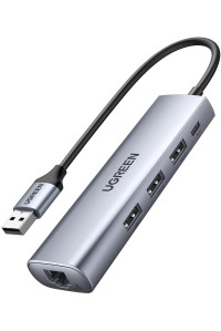 UGREEN USB 3.0 хаб + Gigabit Ethernet адаптер 1000 Мбит/с RJ45 LAN (UG-60812)