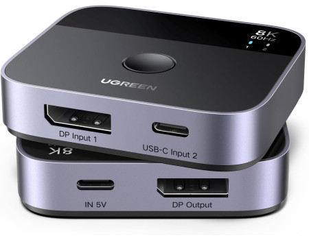 Перемикач DisplayPort+Type-C Switch 2 в 1 8k 60hz 4k 240hz Ugreen (UG-65878)