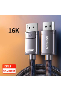 Кабель Displayport 2.1 DP UHD HDR 3D 12 bit Ugreen 16k 30hz 10k 60hz 8k 60hz 4k 240hz G-Sync FreeSync