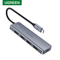 USB-хаб для MacBook 5-в-1 Type-C Ugreen 4 USB 3.0 с внешним питанием 