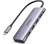 USB C хаб 6-в-1 Ugreen 4K HDMI 3 USB 3.0 картридер SD/TF для MacBook M4 M3 M2 (UG-70410)