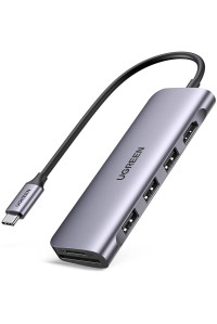 USB C хаб 6-в-1 Ugreen 4K HDMI 3 USB 3.0 картридер SD/TF для MacBook M4 M3 M2 (UG-70410)