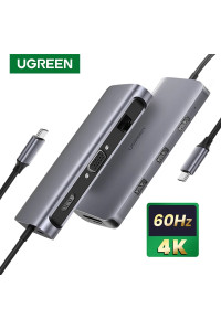  Хаб для MacBook Air Pro M1 M2 9-в-1 Ugreen 4K 60Hz Type-C USB 3.0 HDMI VGA 100W